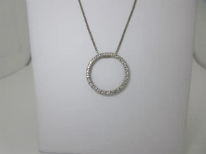 Weißgold Diamant Halskette natürlich 0,39 ctw Ewigkeit Kreis Anhänger 14k 18" N383 - Bild 1 von 8