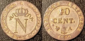 Napoleon I - 10 Cent Crowned N 1809 A, Paris Error !!! F.130/10 - Picture 1 of 2