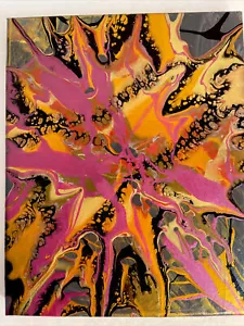 Art Paint Pouring Original Abstract sKh “ Celebrate” Metallic Painting 8 X 10 - Picture 1 of 4