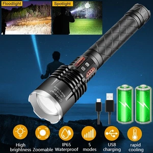 Torcia LED ricaricabile alti lumen zoom luminoso P120 lampada torcia impermeabile - Foto 1 di 18