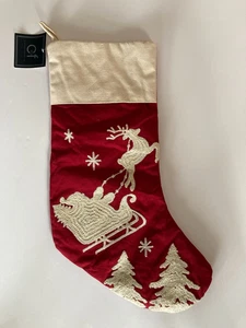 C & F Weihnachtsstrumpf Strick Applikation Weihnachtsschlitten Rentier Bäume Sterne Neu mit Etikett - Bild 1 von 8