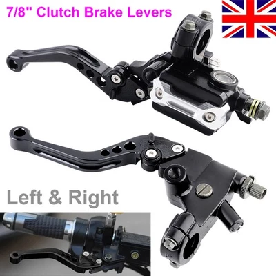 2x Universal 7/8" Motorbike Motorcycle Brake Clutch Master Cylinder Lever Set UK - Image 1 of 4