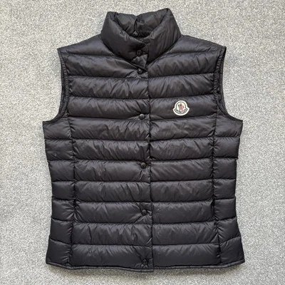 Colete Feminino Moncler Liane Preto Tamanho 0 UK4/6 100% Autêntico - Imagem 1 de 4