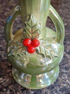 Vintage Norcrest Japan Weihnachten Glanzgeschirr Krug Vase 6" Stechpalme & Beeren  - Bild 1 von 11