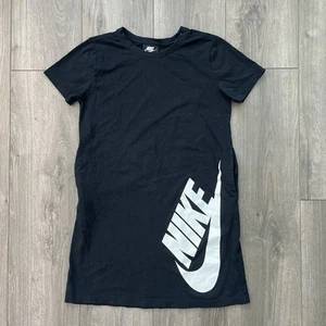Nike Girls L T Shirt Dress W/Pockets Black Big Swoosh - Picture 1 of 7