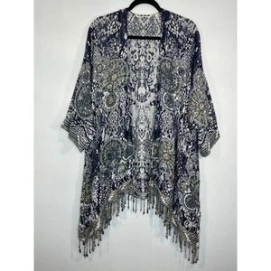Soft Surroundings Women Kimono Cardigan Boho Embroidered Crochet Fringes L/XL - Picture 1 of 15