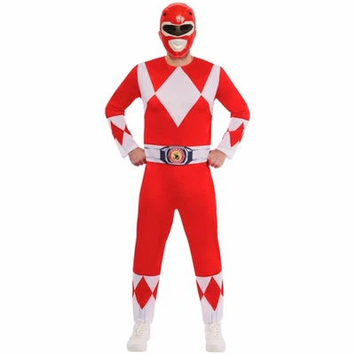 Disfraz de superhéroe Red Ranger Deluxe Power Rangers elegante para hombre adulto Foto 1 de 4