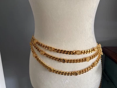 ST JOHN винтажный позолоченный SJ логотип цепочка ссылка Swag ремень медальоны ожерелье 38» - Изображение 1 из 4