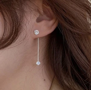 Silver Plated Stainless Steel Cubic Zirconia Drop Earrings - Picture 1 of 3