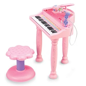 Interactive Pink Piano and Stool with MP3 Connectability - Picture 1 of 4