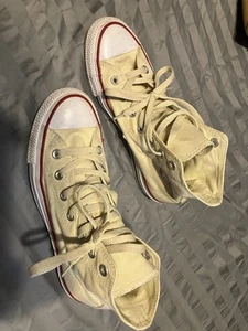 Converse Chuck Taylor All Star High Top Unbleached Ivory Natural 7.5 Womens READ - Picture 1 of 9
