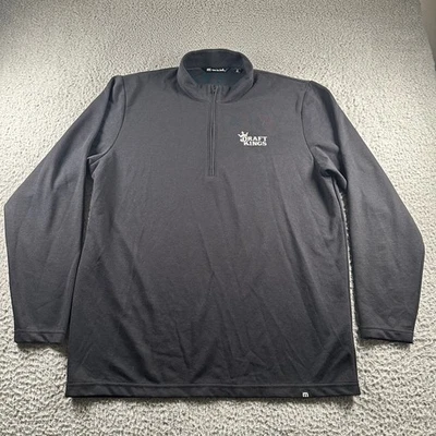 Travis Mathew 1/4 拉链套衫男式 XL 黑色选秀国王长袖高尔夫 — 第 1/4 张图片