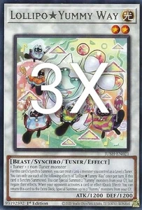 Yu-Gi-Oh! 3x Lollipo Yummy Way JUSH-EN021 Raro - Imagen 1 de 1