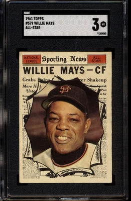 1961 Topps #579 Willie Mays San Francisco Giants HOF All-Star SGC 3 VG - Image 1 of 2