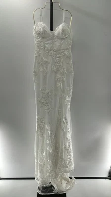 Vestido maxi Lulus Ethereal Elegance bordado branco com cadarço M - Imagem 1 de 2