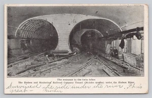 Túneles Twin Tubes Under Hudson River Hudson & Manhattan Railroad 1908 postal - Imagen 1 de 2