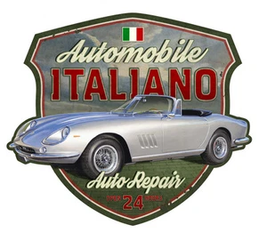 Automóvil Italiano Ferrari, letrero de metal vintage, NO FIRMADO por Greg Hildebrandt - Imagen 1 de 3