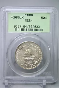 1936 Norfolk Commemorative Half Dollar 50C PCGS MS64 OGH #6331 - Picture 1 of 4