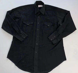 VTG 70s Wrangler Shirt MED Permanent Press Long Tails Western Pearl Snap USA - Picture 1 of 7