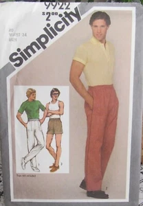 Vintage Mens M 34"Waist Leisure Pull On Pants Shorts Retro Sport Pattern EASY UC - Picture 1 of 2