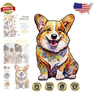Clever Corgi Wooden Puzzle - Distinctive 220-Piece Animal Jigsaw for Adults - Picture 1 of 9