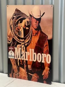 MARLBORO MAN RARE METAL SIGN PERFECT BAR MAN CAVE AUSTRALIAN MADE CIGARETTES - Picture 1 of 2
