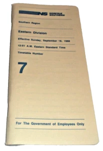 SEPTIEMBRE 1988 NORFOLK SOUTH EAST DIVISION HORARIO DE EMPLEADOS #7 - Imagen 1 de 1