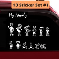 13 Stick Figure My Family Car Decal Sticker (Style#1) Pet Dog Cat for Car Window