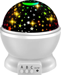ROTIERENDER LED LICHTPROJEKTOR KINDER BABY STIMMUNGSLAMPE NACHT WEIHNACHTEN STERN MONDHIMMEL NEU - Bild 1 von 9