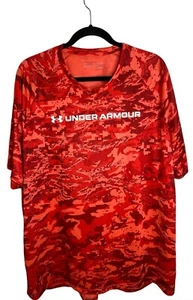 Under Armour Shirt Mens Size XXL Red T-Shirt UA Tech ABC Camo Short Sleeve Venom - Picture 1 of 6