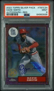 2022 Topps Silver Pack Chrome Red Autograph #T87C24 Ozzie Smith 2/5 PSA 9 - Bild 1 von 2