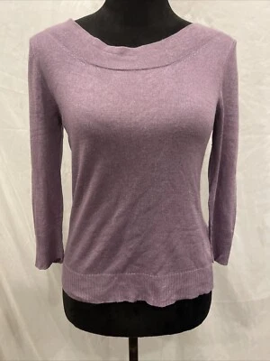 JACLYN SMITH Classic Silk Cashmere 3/4 Sleeve Lilac Knit Pullover Sweater Small - Image 1 of 4