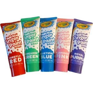 Crayola Bath Tub Finger Paint Soap 5 3oz. Tubes Purple, Pink, Blue, Green, & Red - Picture 1 of 4