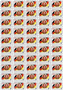 SONDER UDSSR Russland ganzer Bogen SC5300 DDR 39. Jahrestag 50 Briefmarken postfrisch LETZTE - Bild 1 von 1