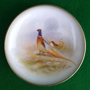 ROYAL WORCESTER HAND PAINTED PHEASANT PIN DISH - SIGNED L. MAYBURY - 1954. - Picture 1 of 8