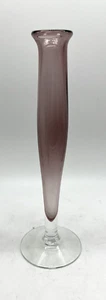 Kunstglas Amethyst Knospe Vase mit klarem Fuß 10" signiert - Bild 1 von 5