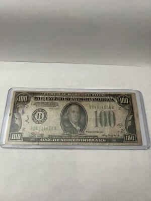1934 A  One Hundred Dollar Bill ...US Currency Note $100 Circulated Ungraded - Image 1 of 2