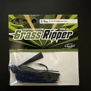 Evergreen Grass Ripper Swim Jig 3/8 oz Black/Blue - Picture 1 of 2