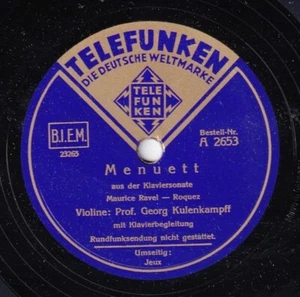 Kulenkampff. Ravel (Menuet)+Ibert (Jeux). Tel A 2653 (10"). NM(-) - Picture 1 of 2