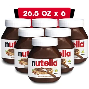 Avellana Nutella untada con cacao para el desayuno, frasco de 26,5 oz, paquete de 6 a granel - Imagen 1 de 8