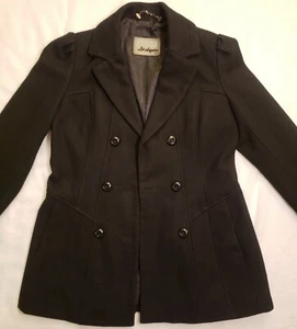 Guess Los Angeles 1981 Damen Wool Black Pea Coat Jacke Gr. M - Bild 1 von 5