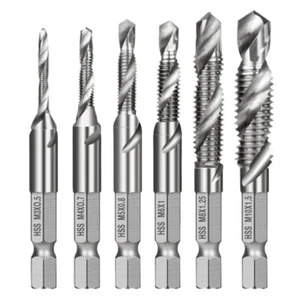 6pcs M3-M10 Screw Tap Drill Bits HSS Taps Countersink Deburr Set Metric Hex - Picture 1 of 7