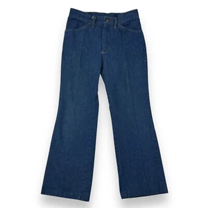 Vintage 70s Bootcut Denim Pants Dark Wash Youth 26x23 Jeans USA Scovill Zipper - Picture 1 of 11