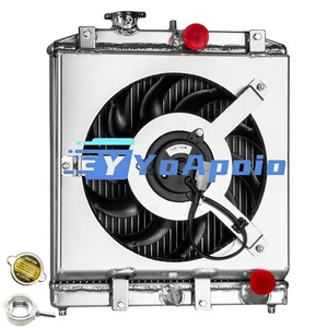 4 Row Aluminum Radiator Shroud Fan for 1992-2000 Honda Civic EG EK Del Sol In... - Afbeelding 1 van 7