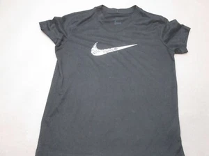 NIKE DRI-FIT Size M Kids Unisex Black Stretch Short Sleeve Athletic T-Shirt 132 - Picture 1 of 8