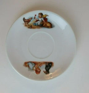 C.T. Altwasser Silesia 5" saucer only, Germany vintage Little Child playing dogs - Picture 1 of 7