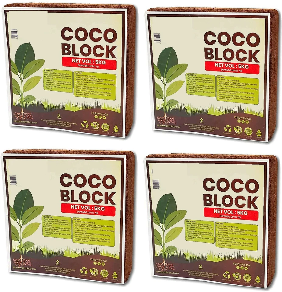 COCO COIR BLOCK | 650 GMS |3.5kg | 5 KG| ORGANIC | COCONUT FIBRE | 100% NATURAL| - Image 1 of 4