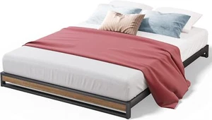 Single Bed Base Low | Suzanne Industrial Frame Strong Black Metal Pine, Timber - Picture 1 of 7