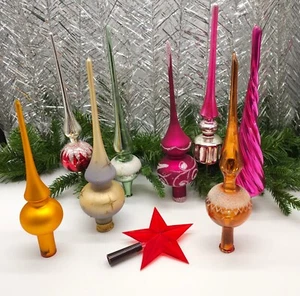 Shiny Vintage Christmas Toppers Antique Glass Decoration Unusual Ornaments - Picture 1 of 18