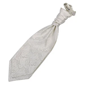Elfenbein Herren vorgebunden Scrunchie Krawatte gewebt Blumen Paisley Hochzeit von DQT - Bild 1 von 1